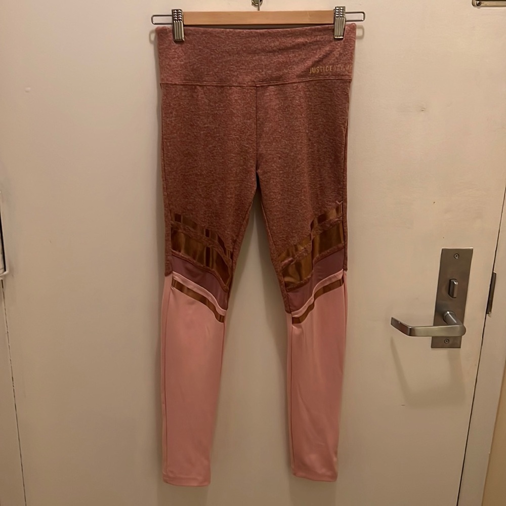 Worn once, pink& gold leggings by justice